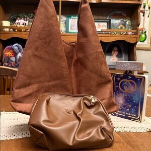 Stylish Brown Women’s Tote Bag with Matching Pouch